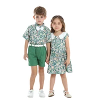 2022 family matching outfits print kids clothes girls boys biglittle sister matching dress tops pants girls boutique outfits