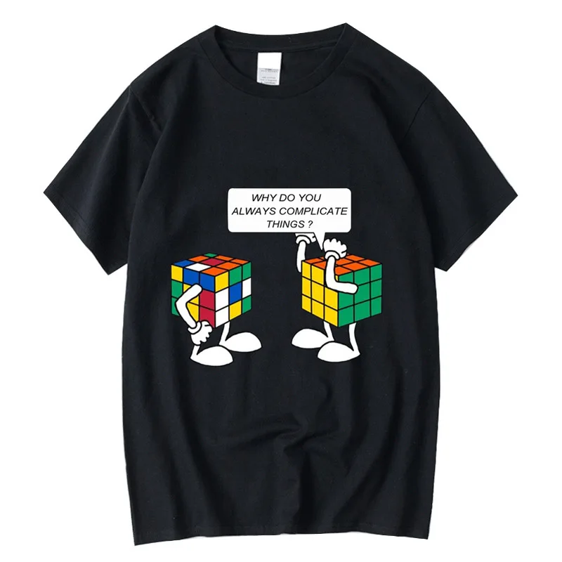 

New Men's T Shirts High Quality 100% Cotton Fun Rubik's Cube Print Summer Casual Fashion Cool Loose o Neck T Shirts Men's Tops