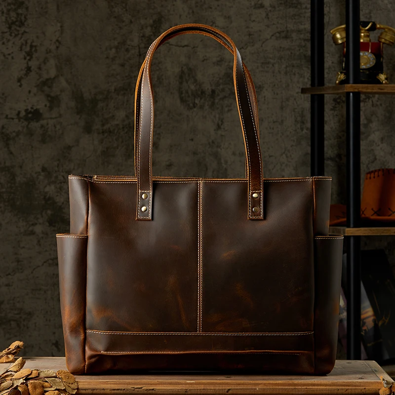 

AETOO Handmade cowhide tote bag for men and women Europe and the United States shoulder bag casual portable men's bag class co