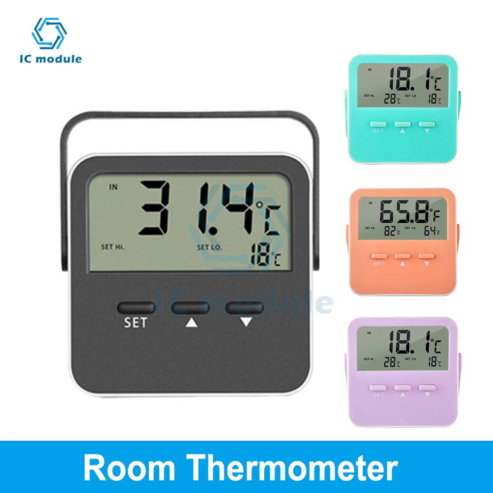 

Room Thermometer Electronic Indoor Hygrometer Plastic Temperature Humidity Meter Hanging with Bracket Household Green