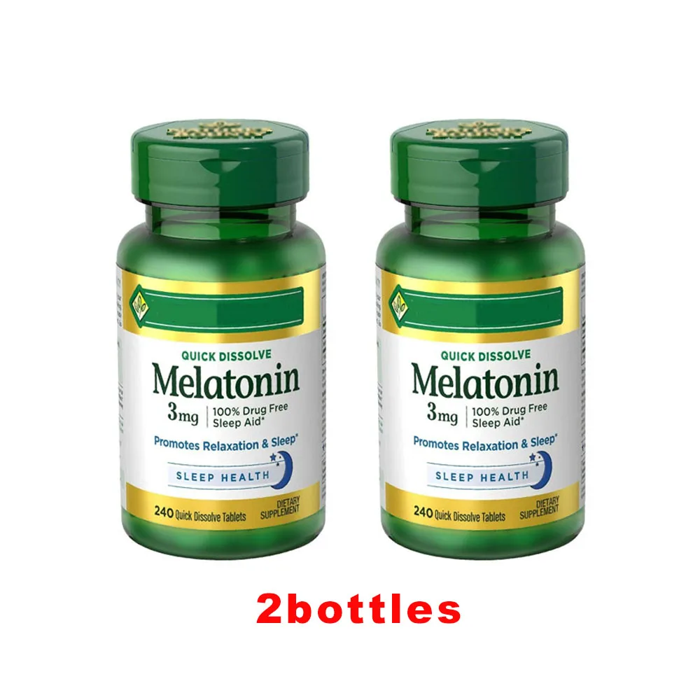 

2bottles Melatonin 3mg Quick Dissolve Sleep Aid Promotes Relaxation & Sleep 240 Tabs /bottle