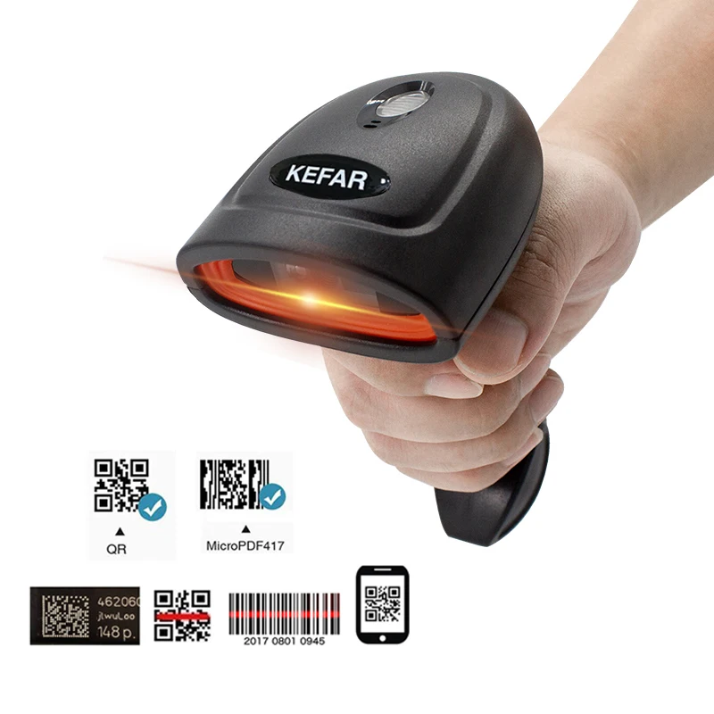 

KEFAR H4W Wireless Handheld Wired Barcode Scanner 1D 2D QR Codes Reader PDF417 Support for Logistic Retail Store Supermarket