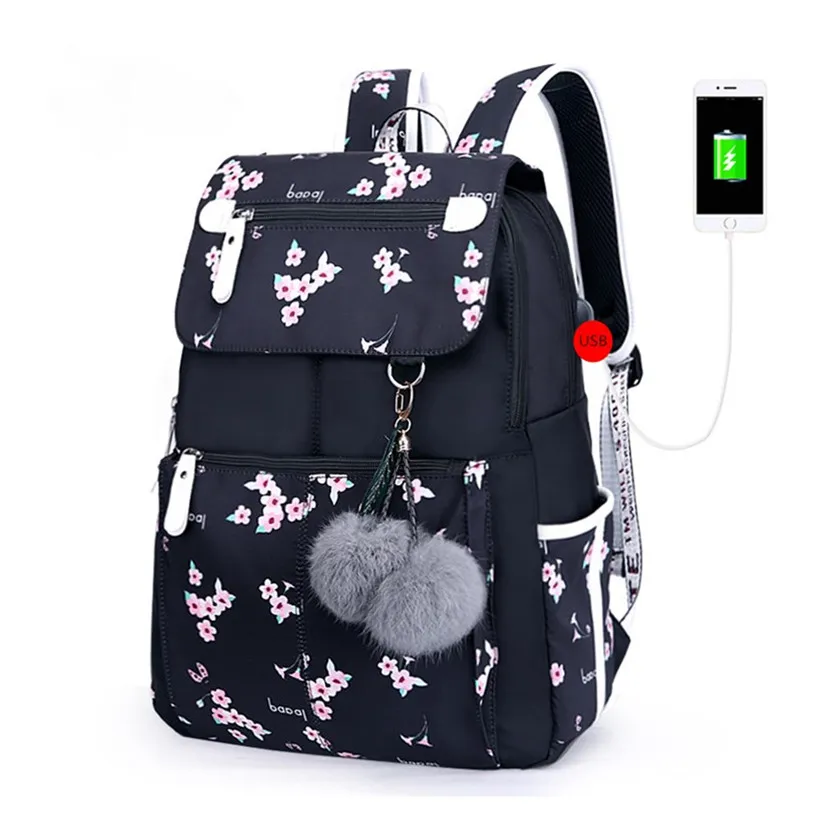 Dropshipping School Bags for Girls Female Laptop Backpack Usb Backbag Children Backpacks Cute Cat School Backpack for Girls Bag