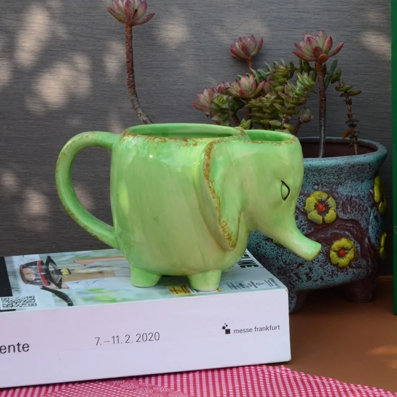 Креативная керамическая кружка в стиле ретро под старину виде слона Мультяшные