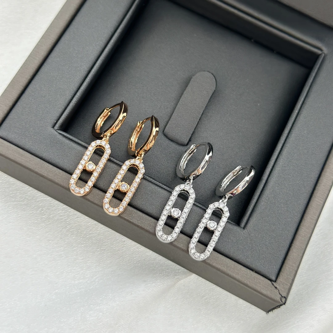 

Classic Luxury Jewelry 925 Sterling Silver Classic Move Series Trendy Women's Diamond Earrings Engagement Jewelry Party Gifts