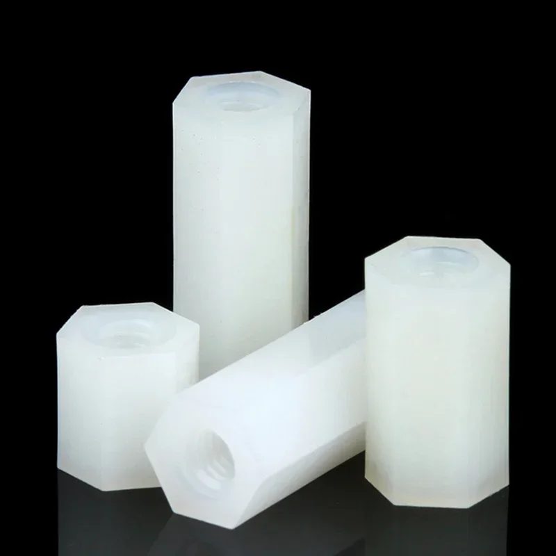 100 шт. Белая нейлоновая Шестигранная Проставка переходник Женский к женскому M5 M6 *