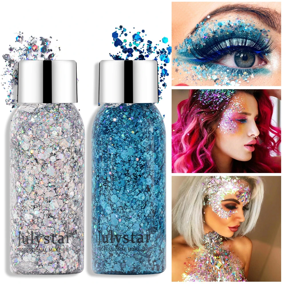 

Makeup Colorful Stage Makeup Flash Chip Glitter Liquid Eyeshadow Palette Face Body Sequins gel Eye Shadow Makeup Wholesale Raben