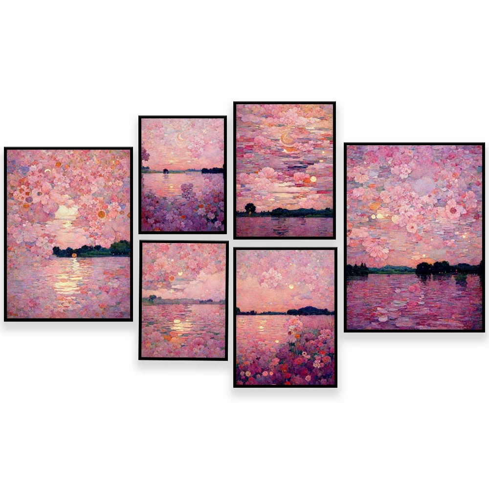 Розовый закат розовое небо Друпкен плакат Aus פר современный домашний декор стен