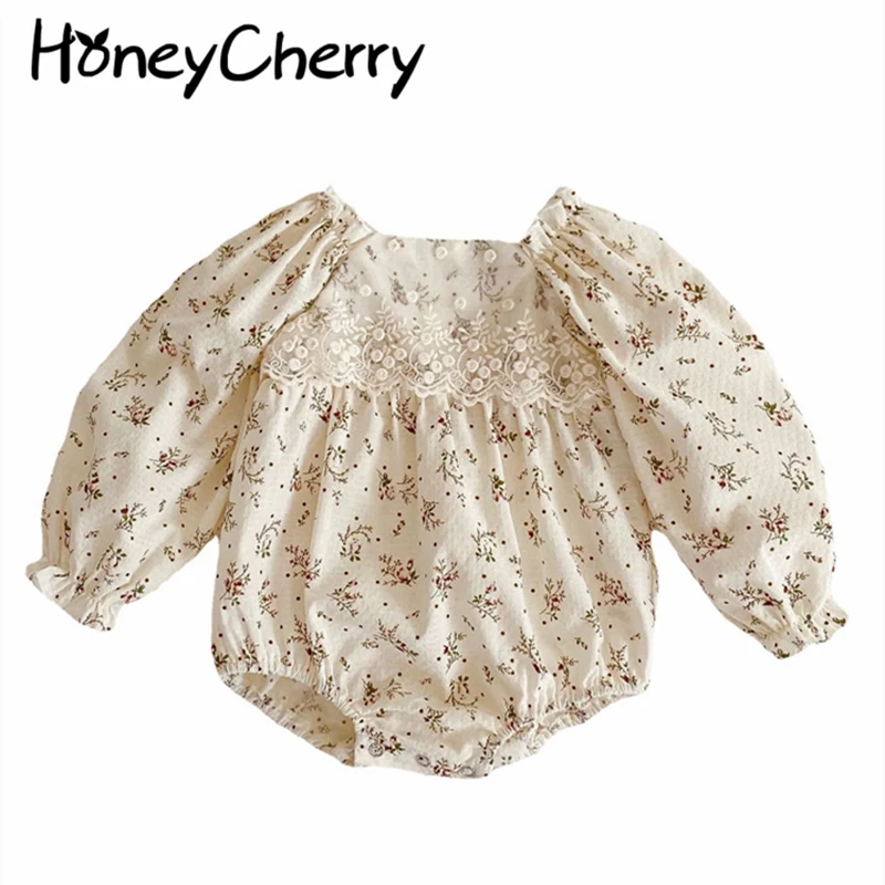 

New Baby Girl Floral Bodysuit Lace Long-sleeved Bodysuit Baby Girl Clothes
