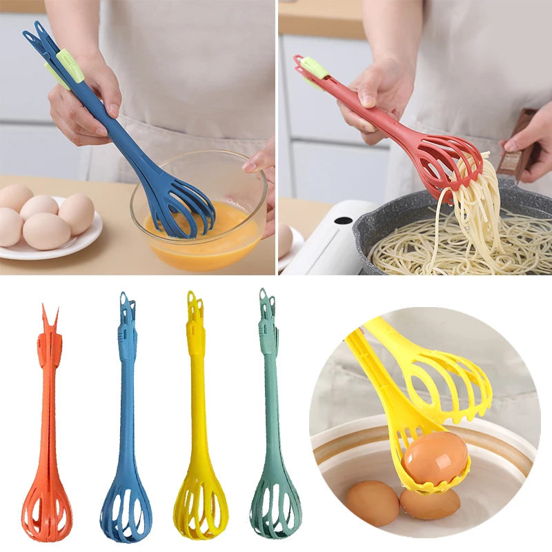 

3In1 Multifunctional Egg Beater Food Clip Mixer Egg Whisk Pasta Tongs Spoon Manual Stirrer Cookware Kitchen Accessories Creative