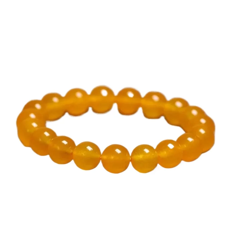 Браслет Из Натурального Желтого Агата Женский Халцедон Круглый Бисер Кристалл