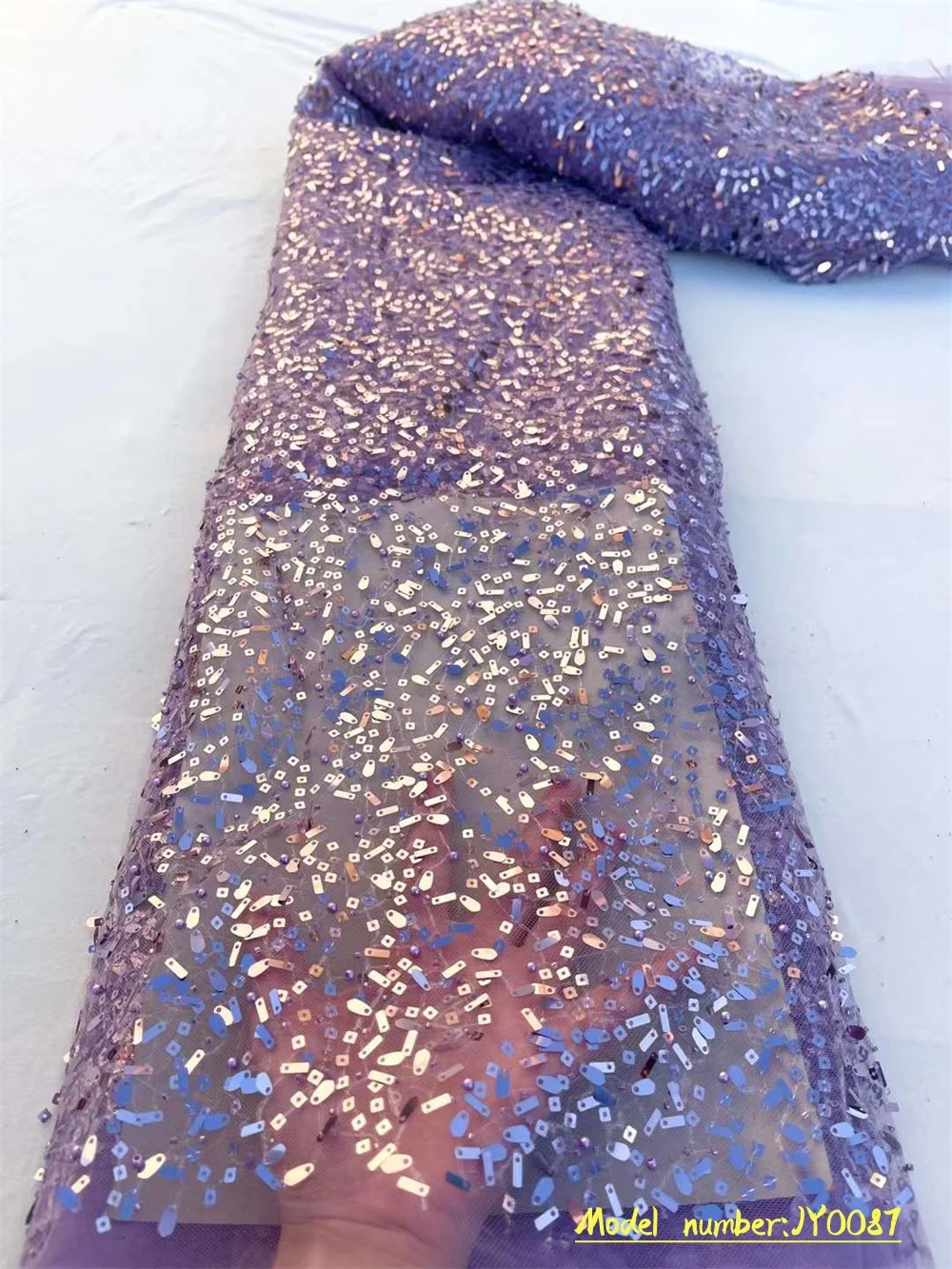 

African Lace Fabric 2023 Purple French Mesh Beaded Lace Fabric Nigerian Sequins Embroidery Net Lace Fabrics For Bridal Dress