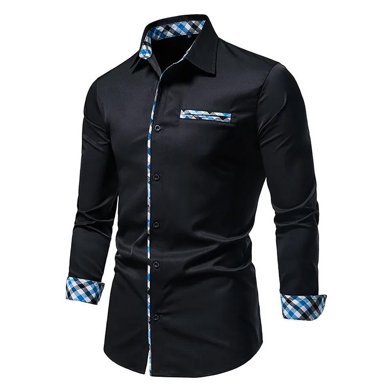 

Мужская приталенная рубашка с длинным рукавом, платье на пуговицах с вышивкой, корейский стиль, уличная мода, дизайнерский Топ