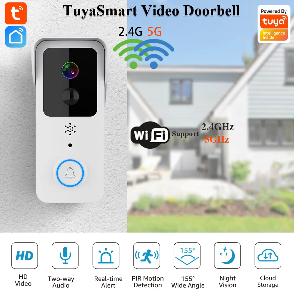 Tuya Wireless Video Doorbell Digital Visual Intercom WIFI 2.4G 5GHZ Waterproof Electronic Guard 1080P Home Security Camera Best enlarge