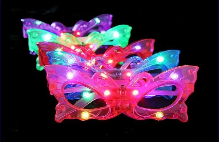 

Butterfly LED Flashing Glasses Light Up Rave Toys For Halloween Masquerade Mask Dress Up Christmas Party Decoration Supplies