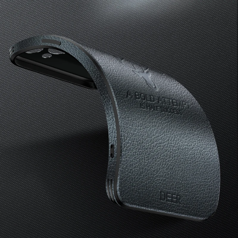 Luxury Leather Texture Case for iPhone 14 Plus 13 12 11 Pro Max Mini XR XS Deer Shockproof Square Frame Camera Protective Cover