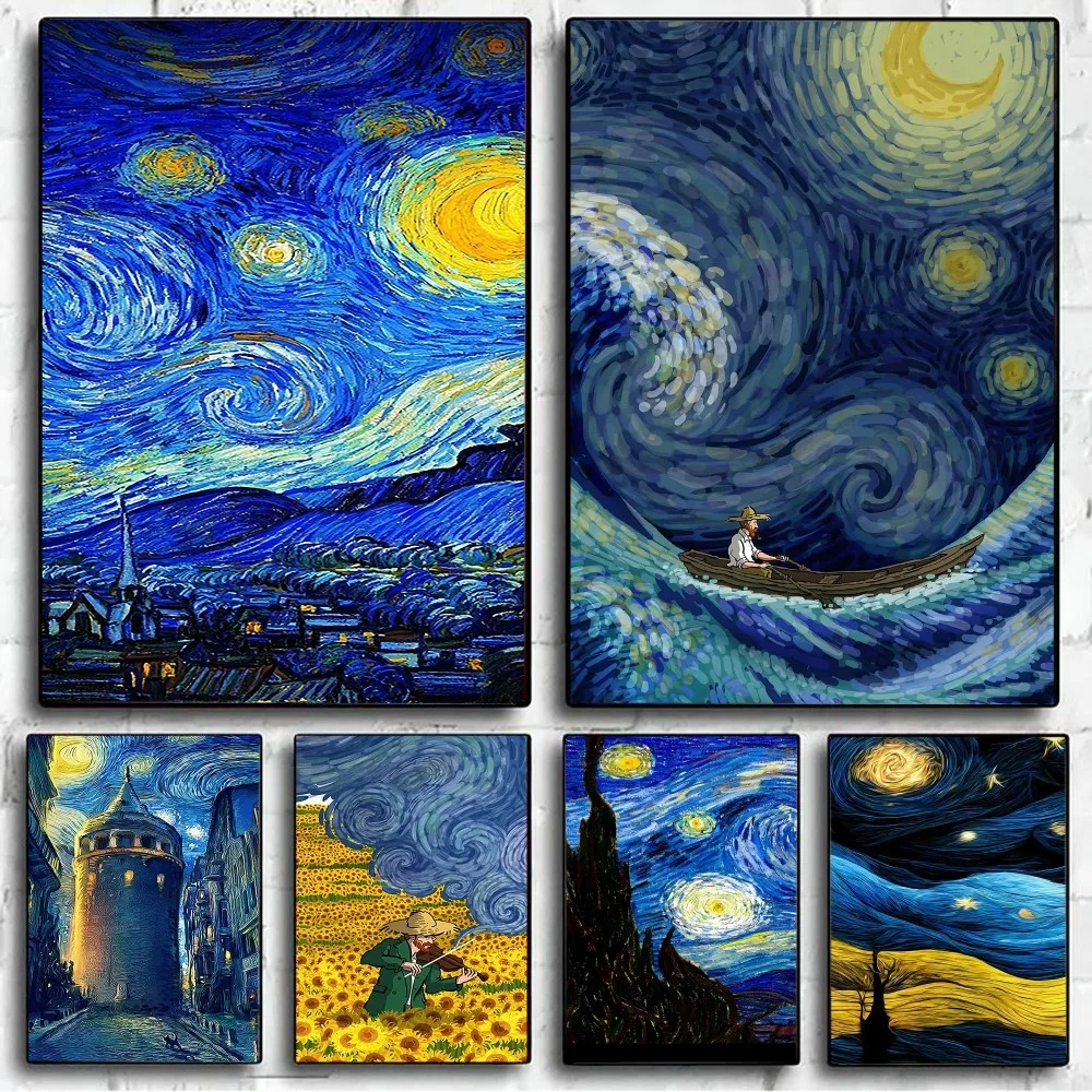 Ван Гог звездное небо художественный плакат DIY постер крафт бумага винтажный на