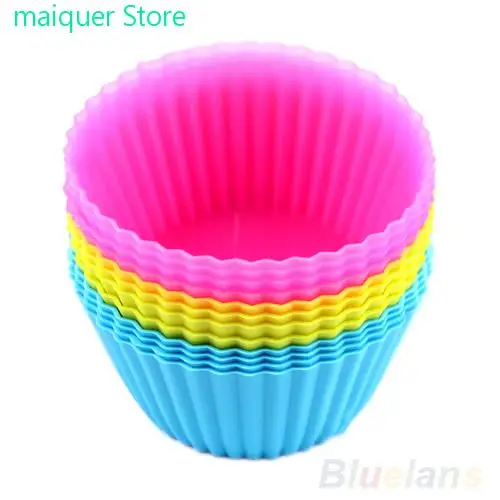 

12 pcs Soft Silicone Round Cake Muffin Mould Chocolate Cupcake Liner Baking Cup Mold