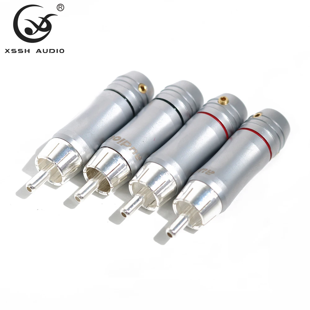 RCA разъем YIVO XSSH DIY OEM ODM Hifi 8 мм кабель сигнала с отверстием для провода, латунный посеребренный металлический корпус, штекер аудио RCA разъем