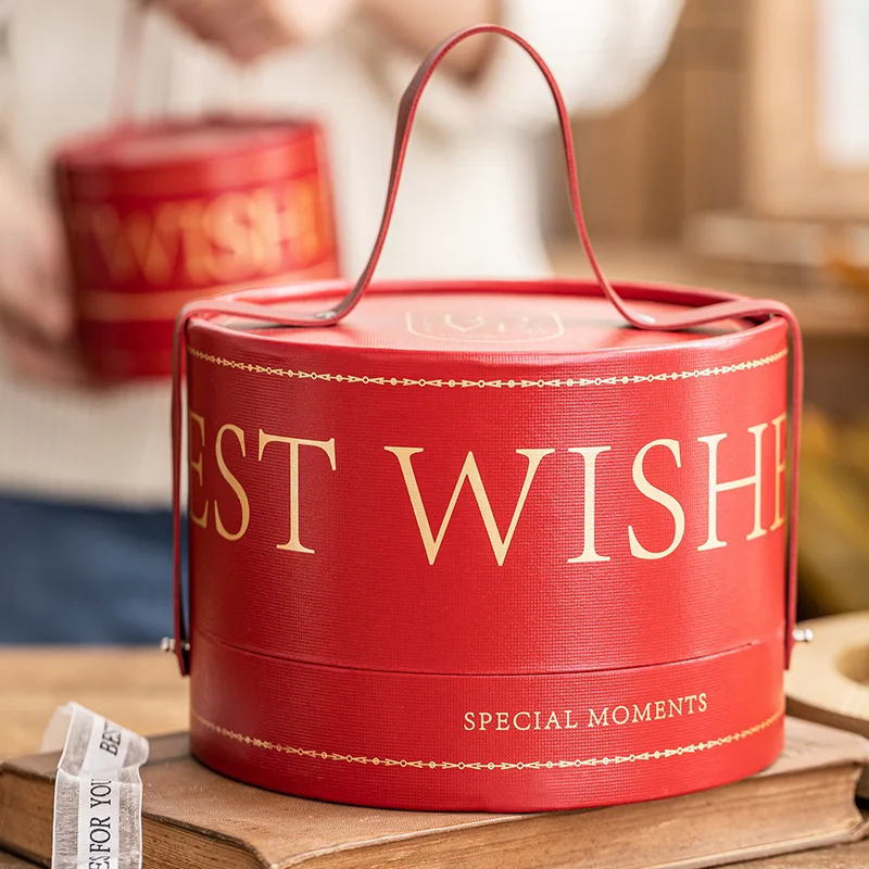 

1pc Wedding Candy Empty Box with Hand Gift Box Round Bridesmaid Bridesmaid Gift Handheld Birthday Wedding Baby Shower Party