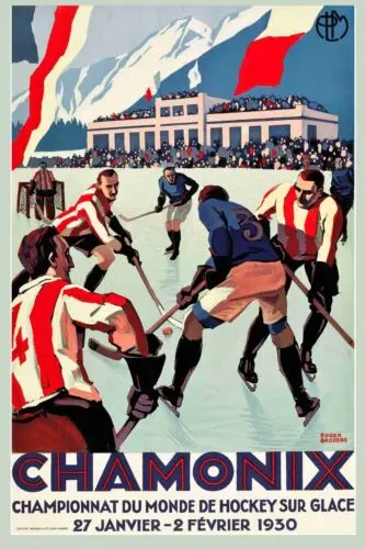 Хоккей во Франции Постер для путешествий винтажная Ретро реклама 5 размеров до