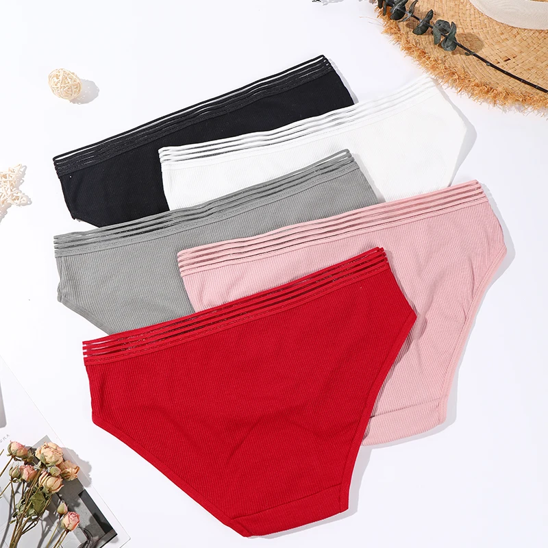 3 шт. женские хлопковые трусы с треугольным верхом
