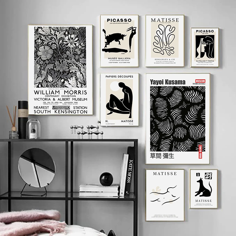 

Черно-белый коралловый холст Matisse Picasso, плакат и принты, современные настенные художественные картины для гостиной, украшение для дома