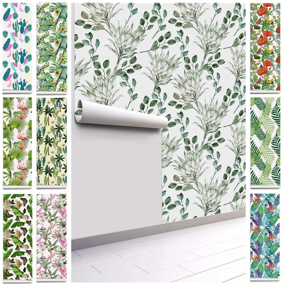 Обои с тропическими растениями в скандинавском стиле декоративные настенные