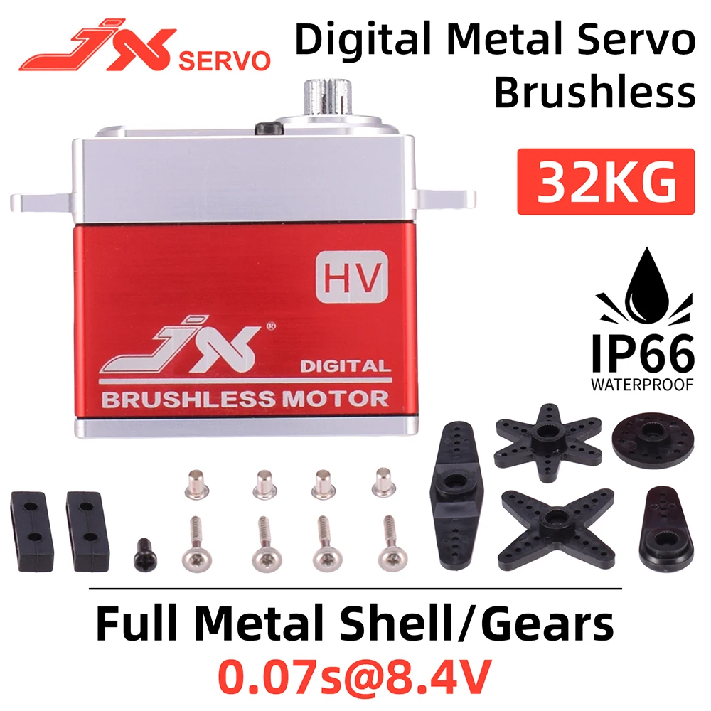 JX HV7032MG 32kg 0.07s 8.4V High Voltage Speed Metal Gears Standard Digital Brushless Servo For RC 1:8 1:10 Car Fix-Wing