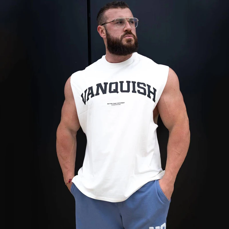 

Summer New Men's Tank Top Cotton Round Neck Sleeveless T-shirt Cotton Round Neck Sleeveless T-shirt Gym bodybuilding Tank Top