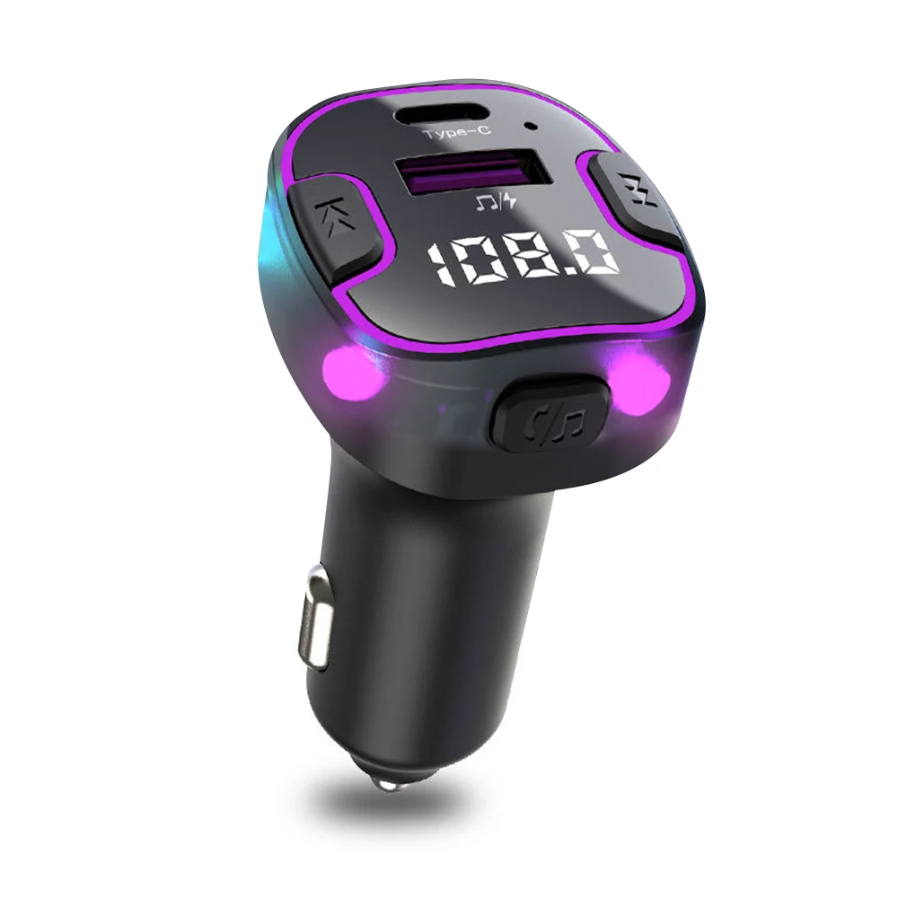 

C49 Car Charger Quick Charge Cigarette Lighter Adapter Bluetooth-compatible 5.3 USB Type C Fast Charger PD QC3.0 FM Transmitter