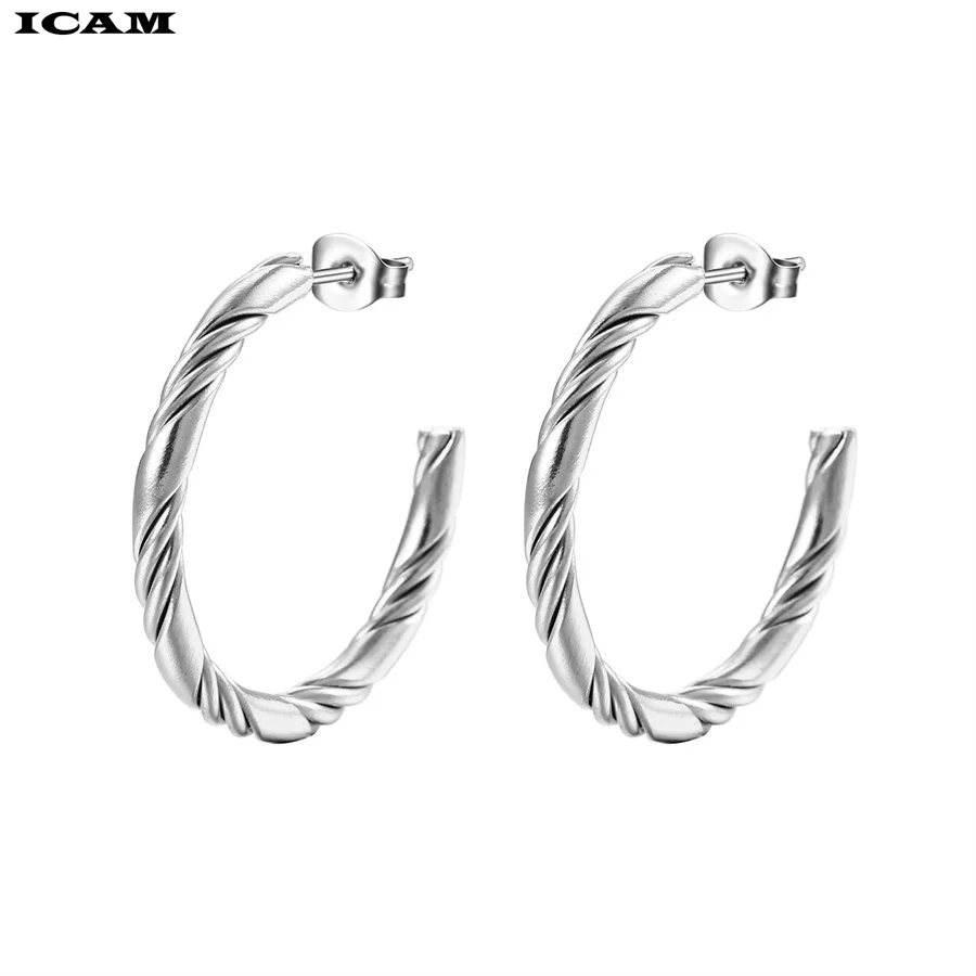 Серьги-кольца из нержавеющей стали 5 мм диаметр 30