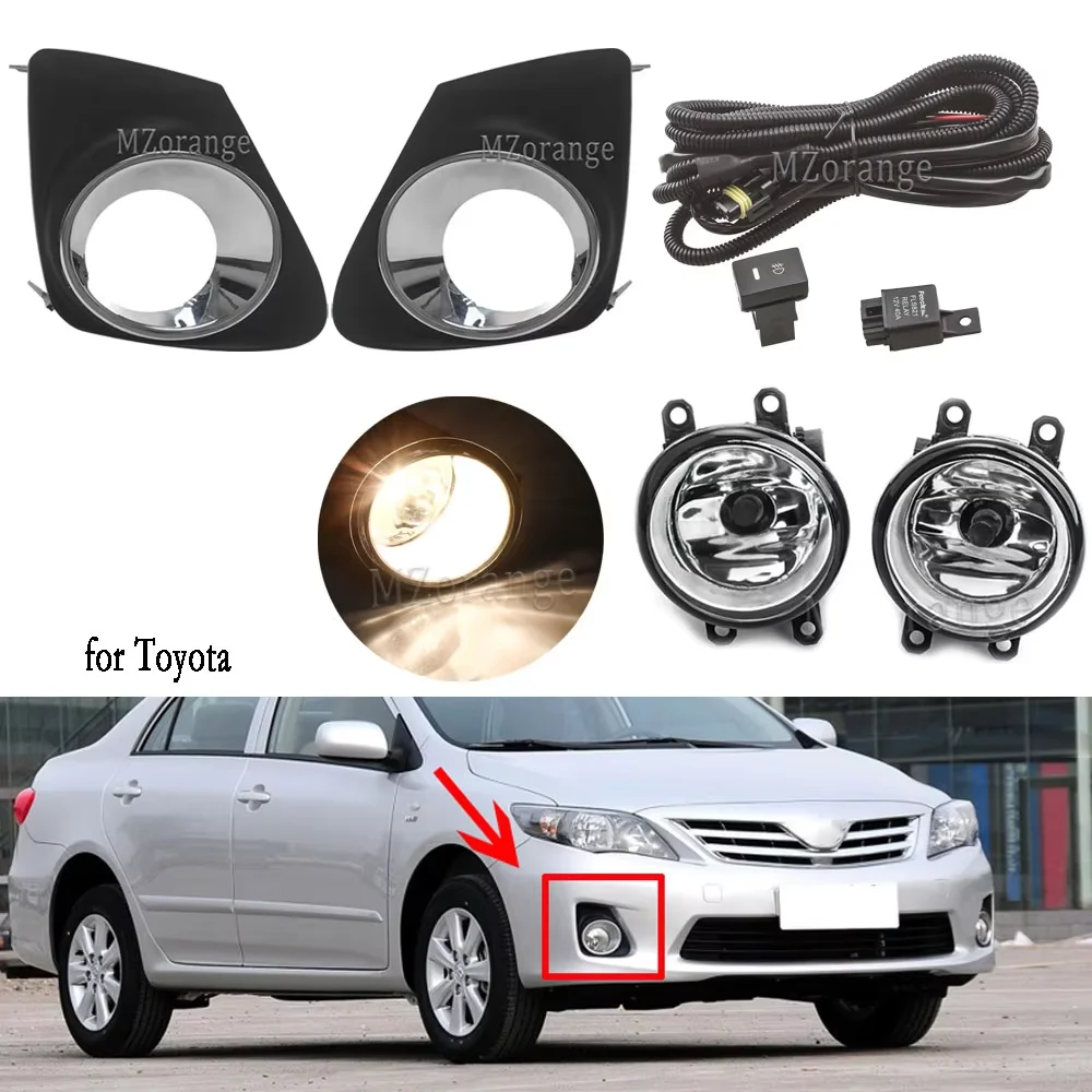 

Противотуманные фары в сборе для Toyota Corolla 2011-2013, светодиодный галогенный передний бампер, противотуманная фара, решетка, крышка, переключатель провода, автомобильные аксессуары