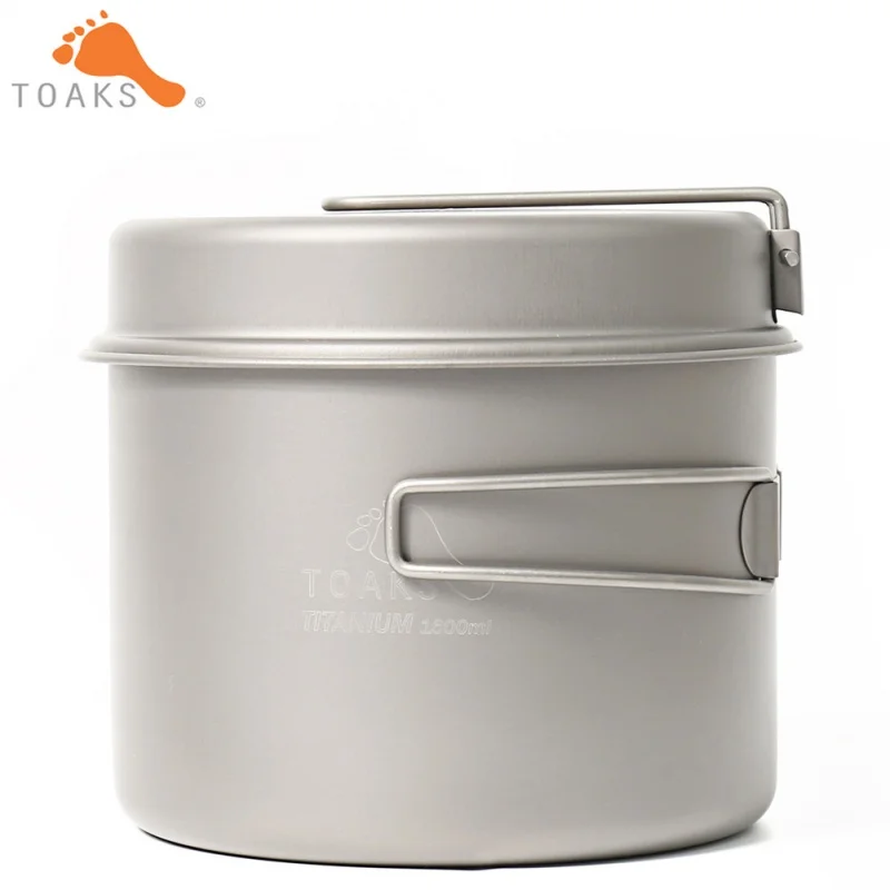 

TOAKS CKW-1600 Titanium Outdoor Camping Pan Hiking Cookware Backpacking Cooking Picnic Bowl Pot Pan Set with Folded handle