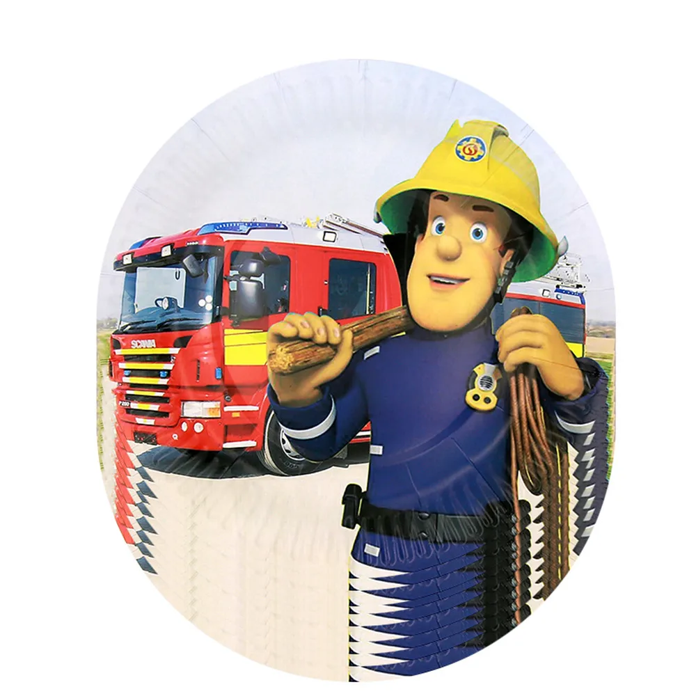 

Fireman Sam Theme Birthday Party Tableware Banner Paper Cup Plate Fire Truck Balloon Party Supplise Boy Baby Shower Decor Firema