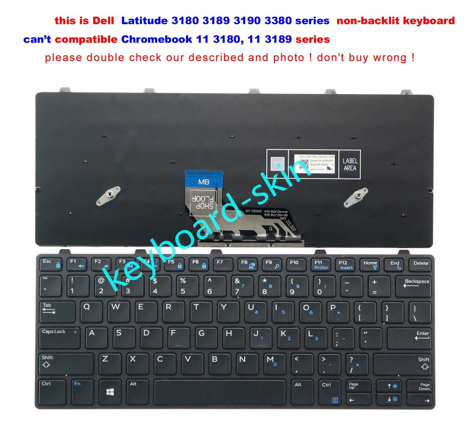 

Новая черная клавиатура для ноутбука Dell Latitude 13 3380 3180 3189 3190 343NN 0343NN