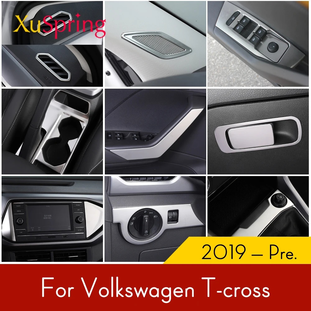 Car Interior GPS Screen Panel Side Trim Cover Stickers Garnish for Volkswagen VW T-cross Tcross 2019 2020 2021 2022