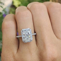 new 2021 new long square cubic zircon crystal ring for women luxury engagement wedding accessories fashion contracted jewelry