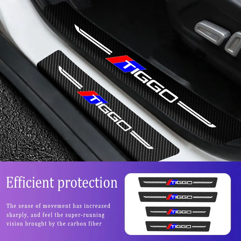 

4Pcs/Set Car Door Sticker For Chery Tiggo Styling Threshold Strip Auto Carbon Fiber Scratch Resistant Decals Accessories