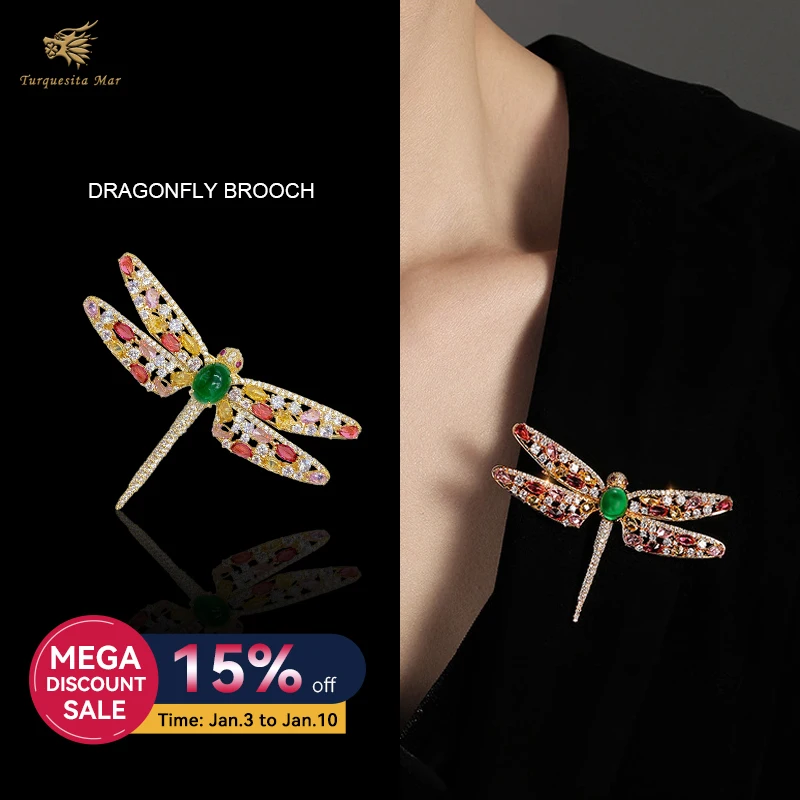 

Spanish high-end Jewelry Brand South African Zircon Dragonfly Brooch Pins luxury jewelry for women Valentine's Day Gift Party