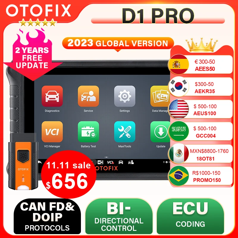 OTOFIX D1 Pro: El Escáner de Diagnóstico Avanzado para Profesionales Automotrices 1 OTOFIX-escáner de diagnóstico D1 PRO, codificación ECU, Control bidireccional, herramientas de diagnóstico, CANFD, DoIP, 2 años de actualización, funciones guiadas
