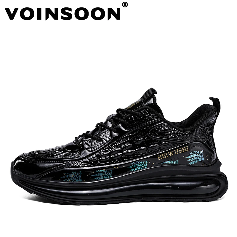 

Модные мужские кроссовки Voinsoon из крокодиловой кожи, мягкие кроссовки с воздушной подушкой, противоскользящая и износостойкая спортивная обувь