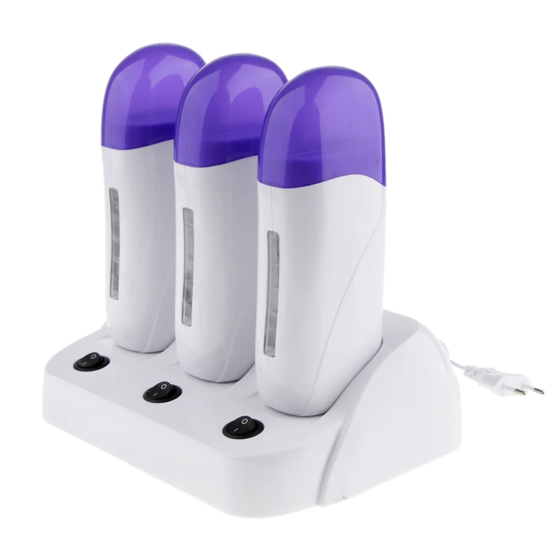 3pcs in 1 Depilatory Roll On Wax Heater Warmer with Base Refillable Wax Cartridge Hair Removal Wax-melt Machine Skin Care Tool