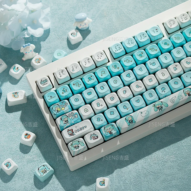 Фото Шляпа Sune Mikuu Theme Keycap Set Custom MOA Profile 142keys PBT MX Switch Artisan Key Cap Игровая механическая клавиатура Аниме Keycap №4