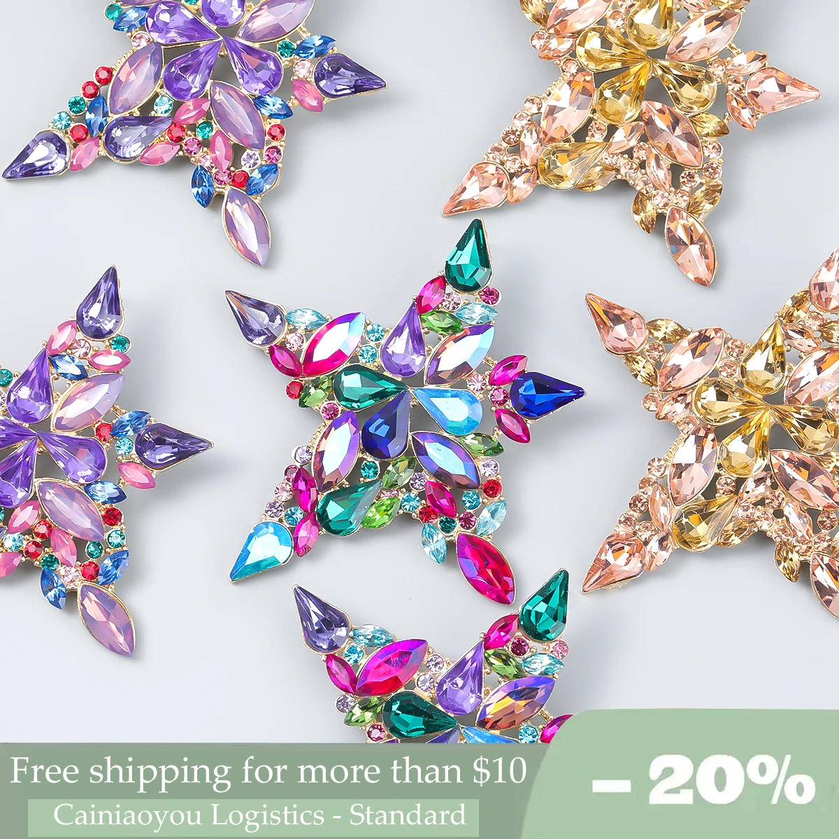 

Temperament New Trend Multicolor Diamond Female Star Earrings Dinner Party Fashion Jewelry Accessories