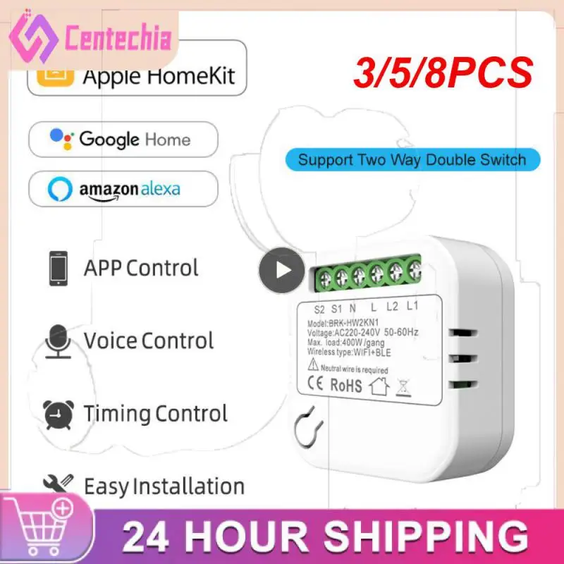 

3/5/8PCS White Smart Switch Modul Voice Control Dual Platform Control Mini Smart Breaker Convenience Smart Homekit Modul