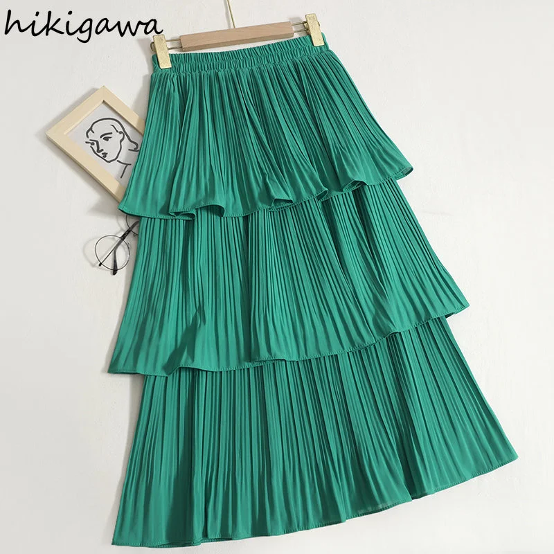 

Юбка женская плиссированная с завышенной талией, модная винтажная Свободная юбка-трапеция, 27m534, 2023