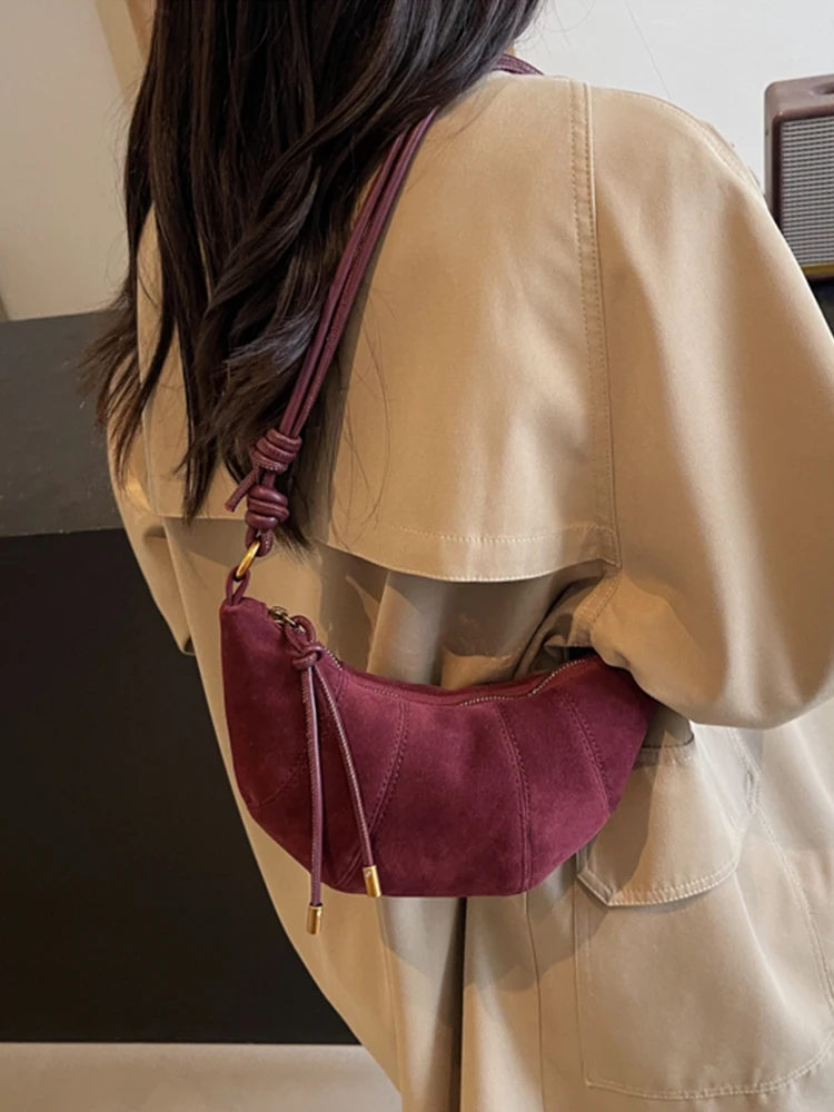 Осенне-зимние женские мягкие сумки на плечо винтажные однотонные универсальные