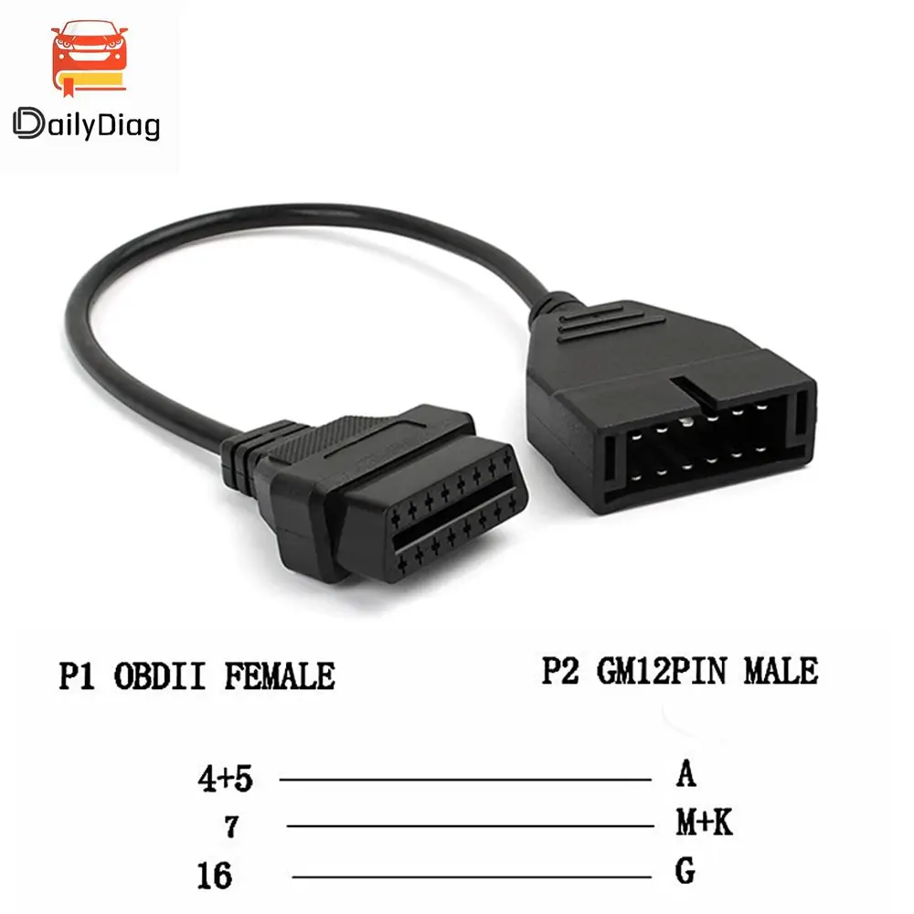 Автомобильный адаптер для GM 12 Pin OBDII OBD2 автомобильный фотокабель GM12 к