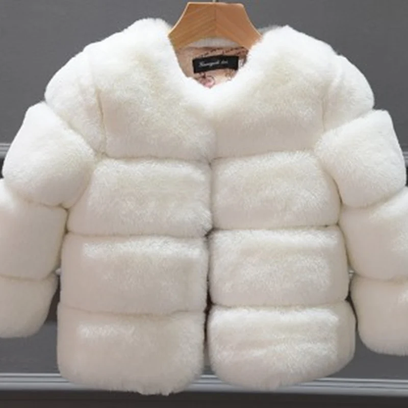 

Girls Fur Coat Jacket Cotton Outwear Overcoat 2022 Solid Warm Thicken Plus Velvet Winter Autumn Teenager Fuzzy Children's Clothi